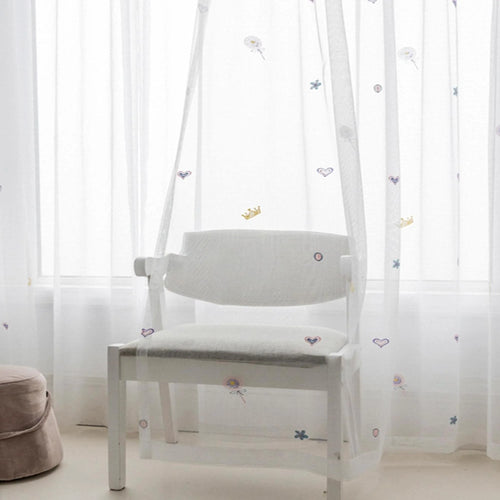 1pc Cute Cartoon Lollipop Embroidered Kids Curtain, Woven Drapes for Childrens Room, Casual Korean Style Window Treatment