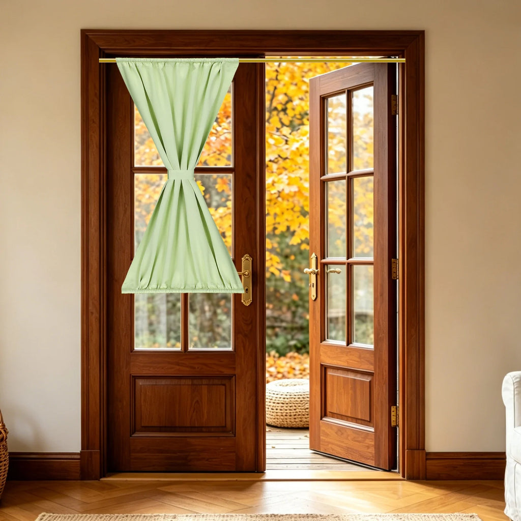 French Door Curtain,Blackout Thermal Insulated Energy Saving Drape Polyester Rod Pocket Curtains & Drapes for Window Treatments